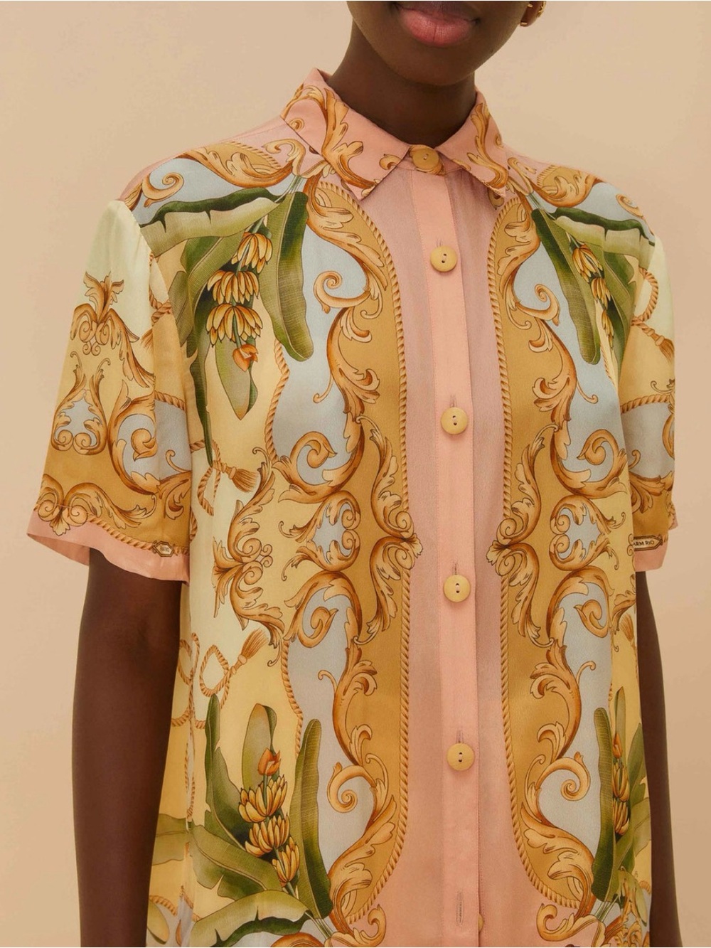 Farm Rio women’s Banana Royalty Kaleidoscope shirt. SOLD OUT